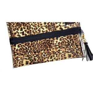 NEW MAKEUP JUNKIE women's lady leopard medium bag in clear top